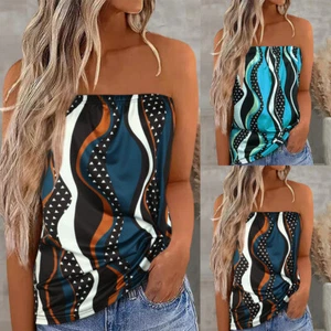 BIG SALE ⭐ Womens Strapless Bandeau Boob Tube Tops Ladies Beach Blouse T Shirt - Picture 1 of 16