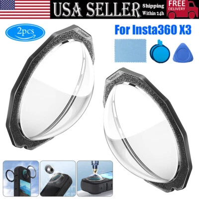 2PCS Lens Guards Cap Cover Protector Sticky For Insta360 ONE X3 Sports Camera US - Image 1 of 4