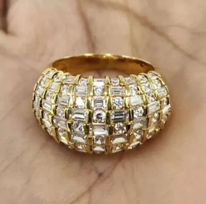 2Ct Round Cut Lab Created Diamond Dome Women Engagement Ring 14k Yellow Gold Fn - Picture 1 of 8