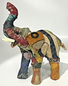 Parche hecho a mano tela elefante escultura estatuilla multicolor arte popular indio - Imagen 1 de 15