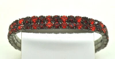 Pulseiras elásticas Dk vermelho + vermelho mistura de cores strass banhado a ródio 2 linhas - Imagem 1 de 3