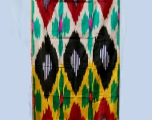 TELA UZBEKA URSS (120,1"-305 cm) HECHA A MANO IKAT HAN ATLAS 70% SEDA-30% ALGODÓN (2) - Imagen 1 de 3