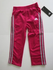 Adidas Little Girl's 5 3 Stripe Athletic Pants Magenta Bottoms Dark Pink - Picture 1 of 2