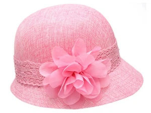 Gatsby Damen Leinen Glockenmütze mit Spitzenband und Blume - Bild 1 von 29