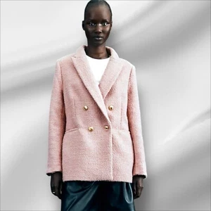 Women’s H & M Pink Textured Weave Coat Small NWOT - Picture 1 of 11