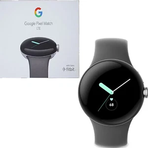 Google Pixel Watch polerowane srebrne etui / węgiel drzewny aktywny 32GB LTE + Bluetooth NOWY - Zdjęcie 1 z 6