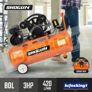 3HP Portable Air Compressor 80L Tank Pump w/ Wheels 420L/Min Belt Drive 8 Bar - Picture 1 of 12