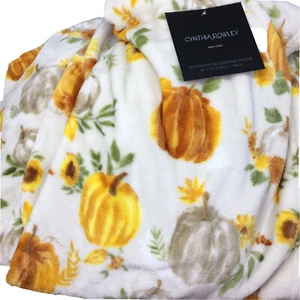Cynthia Rowley Pumpkin Sunflower Throw Blanket Micro Fleece Thanksgiving Decor - Picture 1 of 10