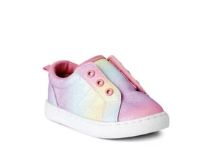 Wonder Nation Baby Girl’s Rainbow Pastel Glitter Laceless Casual Sneakers Size 3 - Picture 1 of 12