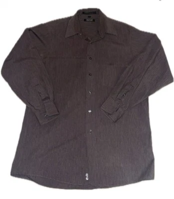 DKNY Striped Gray 100% Cotton Button Down Dress Shirt - Image 1 of 4
