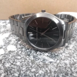 Michael Kors Men's Slim Runway Three-Hand Gray-Tone Alloy Watch MK1044 - Picture 1 of 5