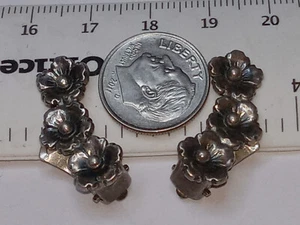 VINTAGE N. EFROM DENMARK STERLING FLOWER CLIP ON EARRINGS 5/16 X 1", 6.2GRAMS - Picture 1 of 3