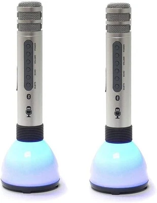 2 PIEZAS Máquina de Canto Bluetooth Inalámbrico Karaoke Micrófono Portátil con Altavoz Foto 1 de 4