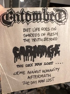 VTG ENTOMBED CARNAGE DEMO WAX PAPER RARE UNDERGROUND DEATH METAL SWEDEN - Picture 1 of 3