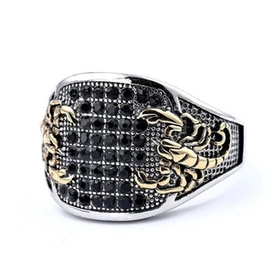 Scorpion CZ Nordic Minimalist Fashion Stainless Steel Golden Scorpion Ring Retro - Picture 1 of 9