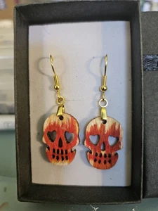 1 Pair Skull Earrings Handmade With Gift Box - Picture 1 of 6