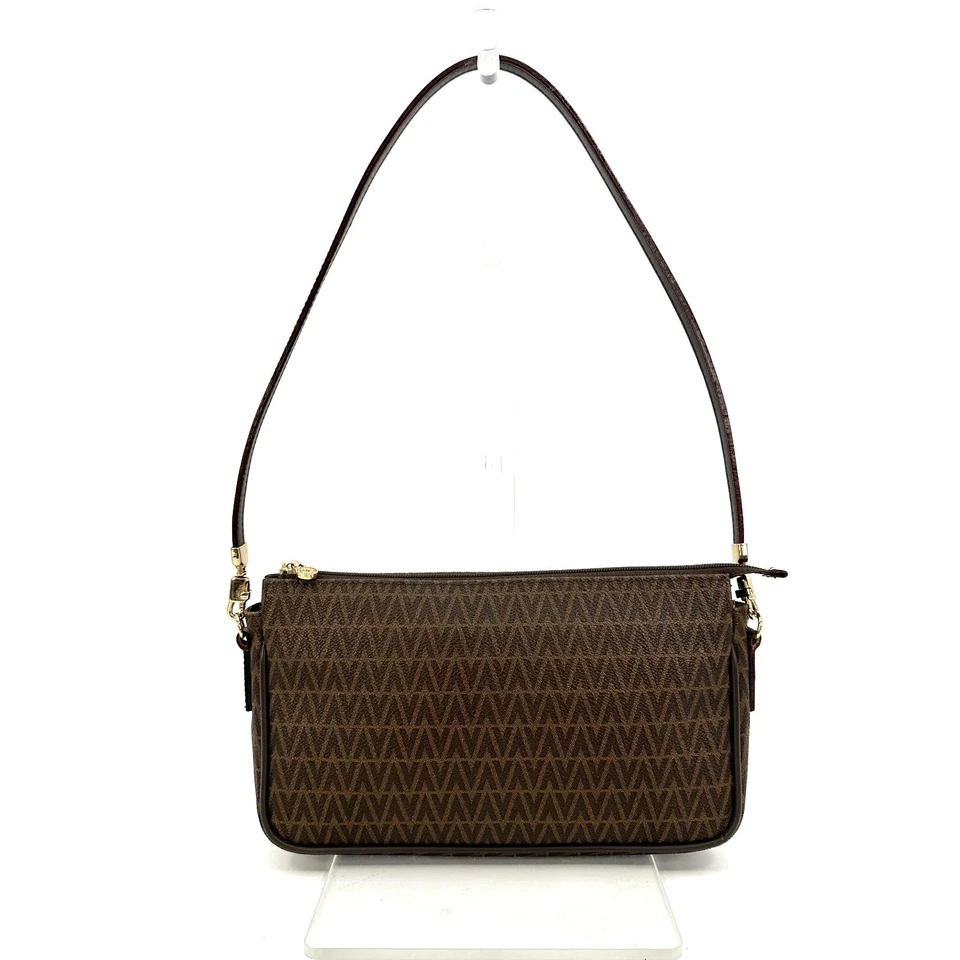 ¡Raro! Mario VALENTINO Mini Bolso de Hombro Bolsa PVC Cuero Marrón Auténtico _0164 Foto 1 de 4