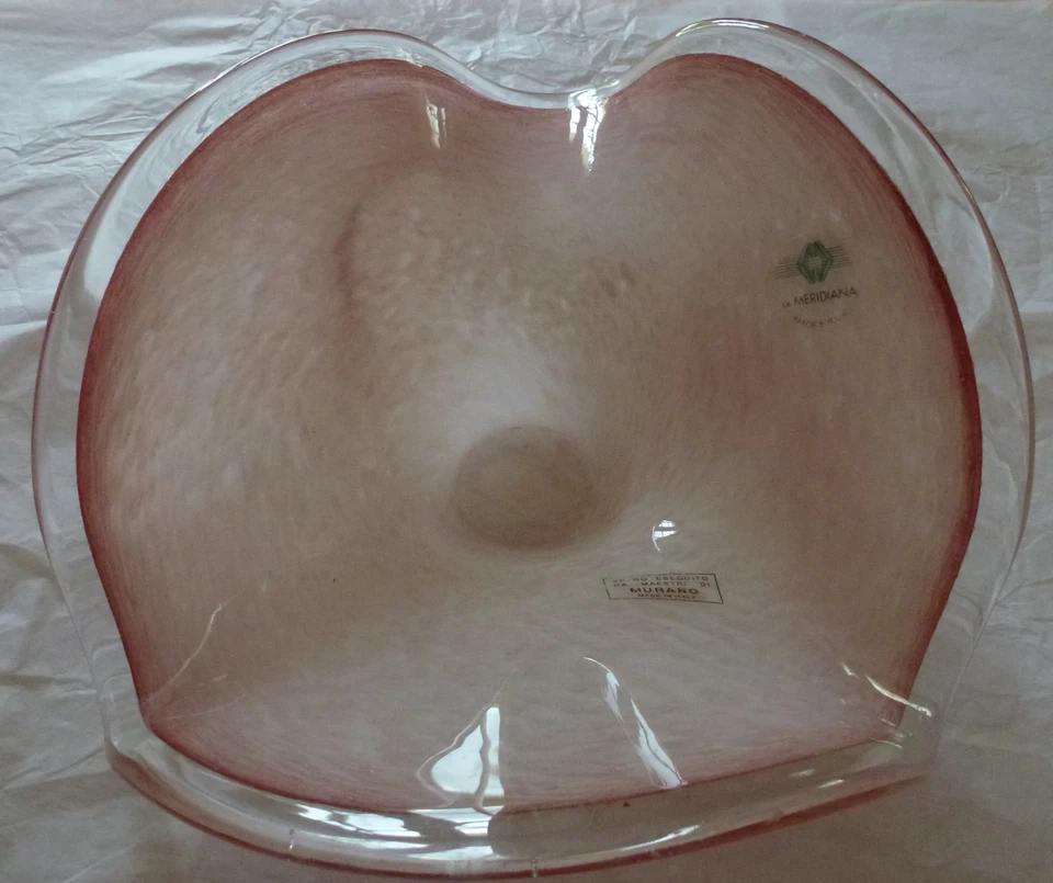 Coupe/vide poche en verre de murano couleur rose - Photo 1/3