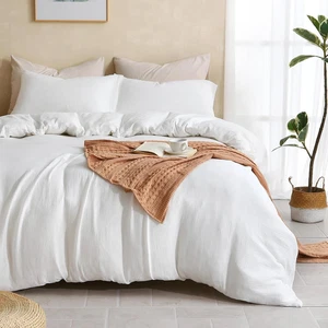 Muslin Duvet Cover King Size, 100% Washed Cotton Duvet Cover Set, Ultra Soft Com - Picture 1 of 7