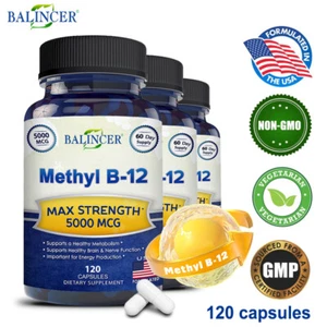 Vitamin B12 Kapsel 5000mcg - Methylcobalamin - 100% Vegan B-12 - Bild 1 von 10