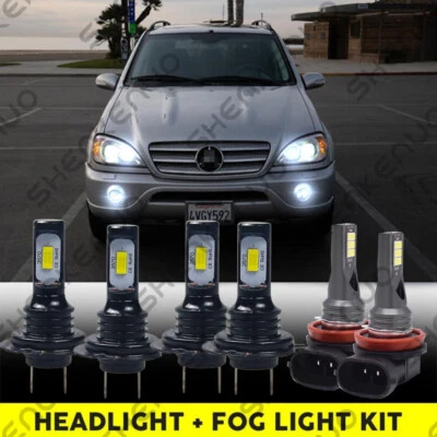 Para Benz ML55 AMG 2002-2003 ML320 - 6x 6000K Faro LED + Bombillas Antiniebla Foto 1 de 4