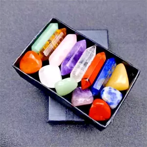 14Pc/Set Crystal Gemstone Tumbled Quartz Natural Reiki Healing Stone Chakra Kit - Picture 1 of 7