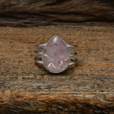 Elegant Rose Quartz Gemstone 925 Sterling Silver Handmade Ring All Size - Image 1 of 3