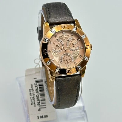 NEW Ladies RELIC Classic Rose Gold Tone Watch, Crystal Accents, Leather ZR15678 - Image 1 of 4