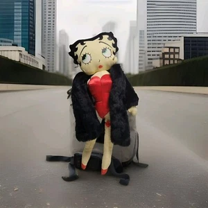 Betty Boop Plush Doll Black Fur Coat 1988 King Features Syndicate 18" Vintage - Picture 1 of 8