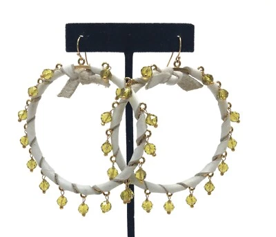 Уникальный ремесленник ручной работы большой обруч серьги кожи Swarovski кристалл 14 KGF провода - Изображение 1 из 4