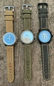 Spesso Verde Nero Marrone Tela / Pelle Cinturino Orologio - 20MM 22MM 24MM 26MM - Imagen 1 de 18