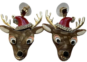 Pendientes LUPITA para HapaChico Rudolph Ciervo Navidad Vintage Marrón Rojo Negro - Imagen 1 de 3