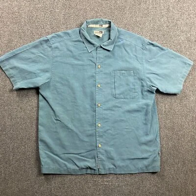 REI Shirt Adults Medium Blue Button Up Front Pocket Cantiva Hemp P.E.T. Mens - Image 1 of 4