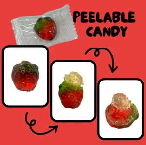 150g BULK BAG JUICY JELLY PEELED GUMMY STRAWBERRY FLAVOUR PEELABLE CANDY - Picture 1 of 1