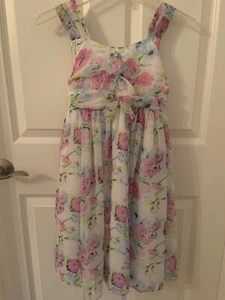 Dress Girls 12 Floral Layers Pink Ruffle Tulle Pink Blue Summer Occasion Holiday - Picture 1 of 9