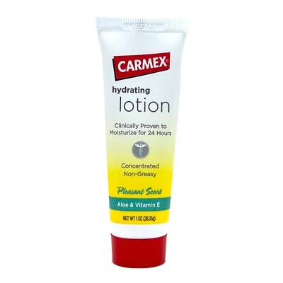Carmex Loción Hidratante Aloe y Vitamina E 1 OZ Tubo No Grasa 24 Horas Humedad Foto 1 de 4