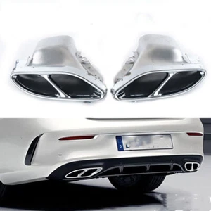 Car Rear Dual Exhaust Pipe Tips Kit For Mercedes BENZ W205 2015-2018 2016 A107 - Picture 1 of 3