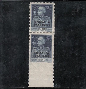1925-26 SOMALIA GIUBILEO RE MLH LIRE 1 Non Dentellato basso ss. 71+71b FIECCHI - Picture 1 of 2