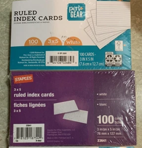 NEW Lot of 2  Ruled INDEX Cards 3" X 5" White 300 Total Count NEW - Picture 1 of 1