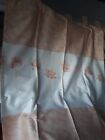 PAIR OF CURTINA PEACH & CREAM, 90" DROP, 46" WIDTH TAB TOP, LINED CURTAINS, NEW