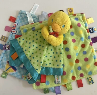 Taggies Polka Dots Transportation and Duck Security Blankets Lovey - Image 1 of 4