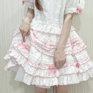 Mujer japonesa Lolita kawaii con arco falda con volantes - Imagen 1 de 18