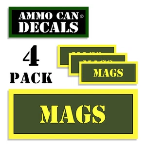 MAGS Ammo Can 4x Labels Ammunition Case 3"x1.15" stickers MAGS decals 4 pack AG - Picture 1 of 2
