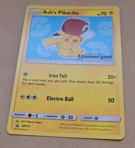 POKEMON PROMO CARD - I CHOOSE YOU! - ASH'S PIKACHU SM113 - RARE NM - Foto 1 di 2