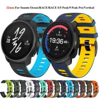 Correa de silicona de 22 mm para Suunto Ocean/RACE/RACE S/5 Peak/9 Peak Pro vertical