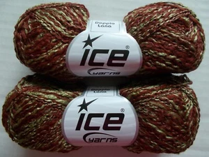 Doppio Lana Wollmischung Zwirngarn, weinrot/khaki, Menge 2 (192 Yards pro Stück) - Bild 1 von 2