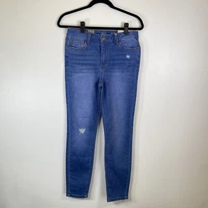 True Craft Dave Größe 9 kurze blaue Damenjeans Junior mittelhoher Bund abgenutzt - Bild 1 von 11