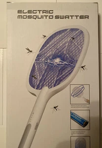 Handheld USB Rechargeable Mosquito Fly Swatter Bug Zapper Insect Killer Racket - Picture 1 of 11