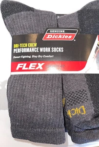 DICKIES FLEX DRI-TECH CREW PERFORMANCE WORK SWEAT FIGHTING SOCKS 3 PR 6-12 GRAY - Bild 1 von 15