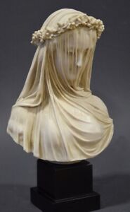 Statue Vierge Vestale Voilée Sculpture Marbre Raffaelo Monti Décoration Buste 18